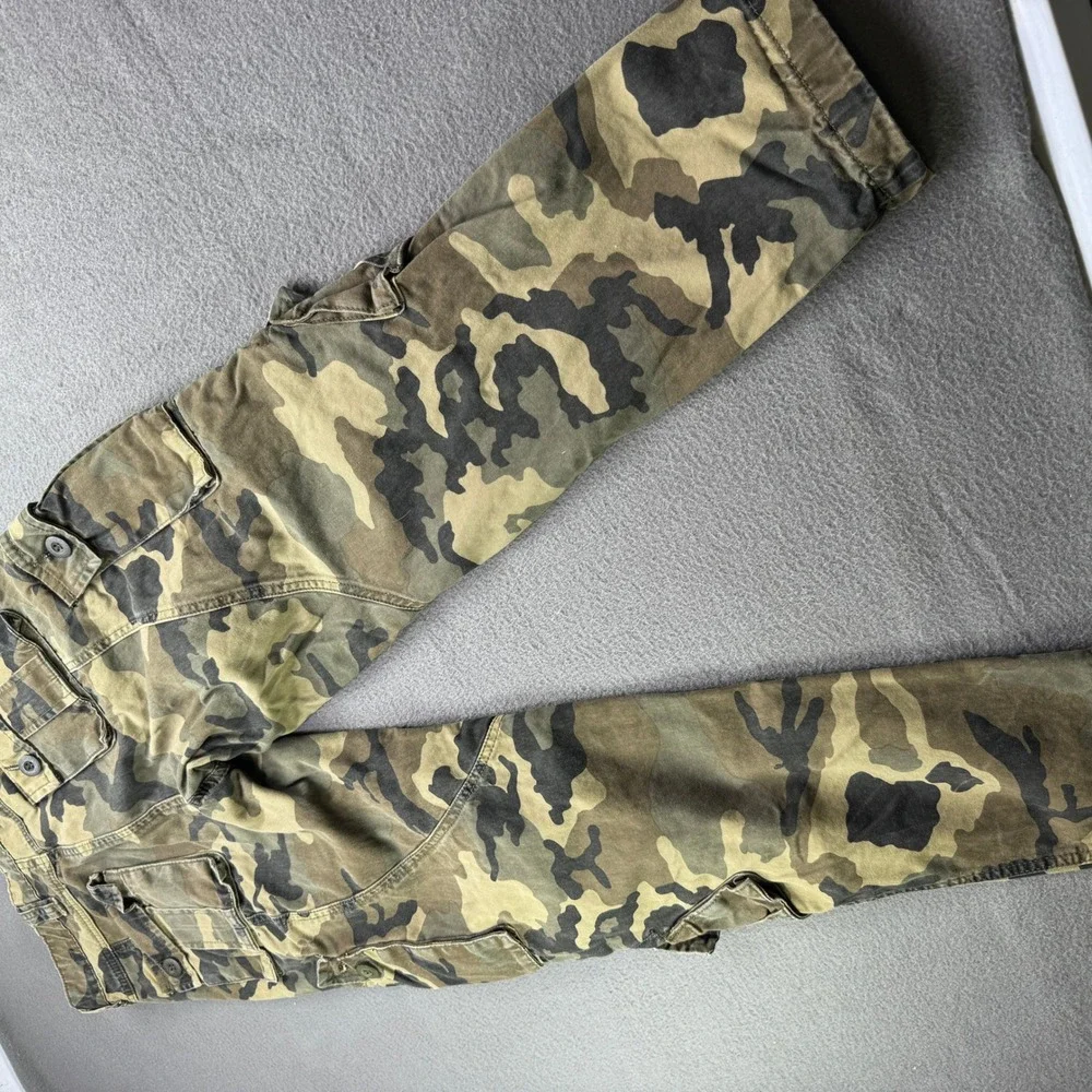 Unbranded Cargo Pants Men 29 Green Camo Pocket Tactical Streetwear Gorpcore